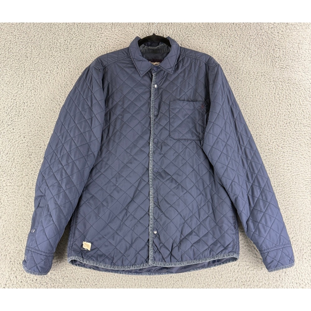 Altamont Quilted Shirt Jacket Mens Medium Navy Diamond Stitch Snap Front Shacket